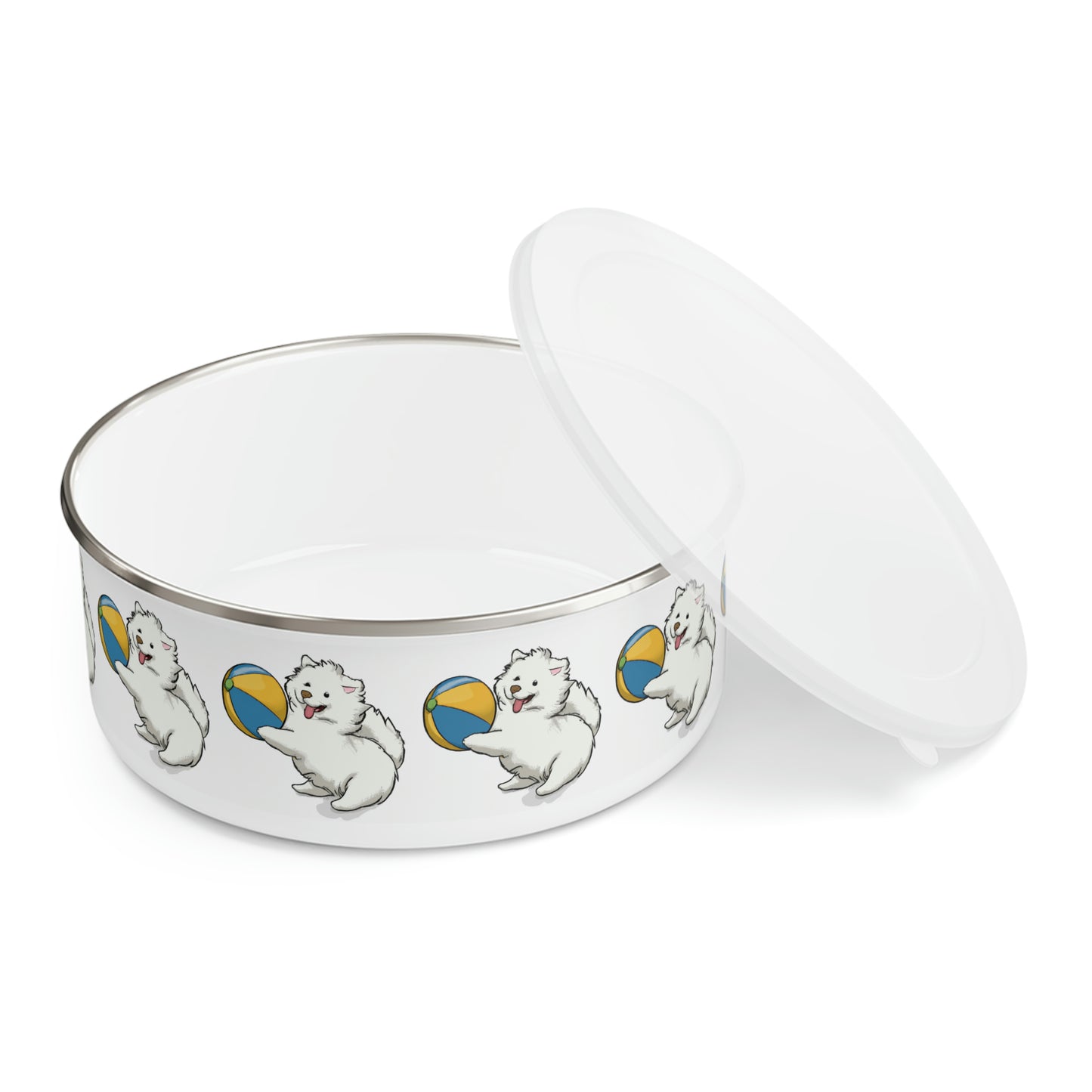 Samoyed Beach Ball Enamel Bowl