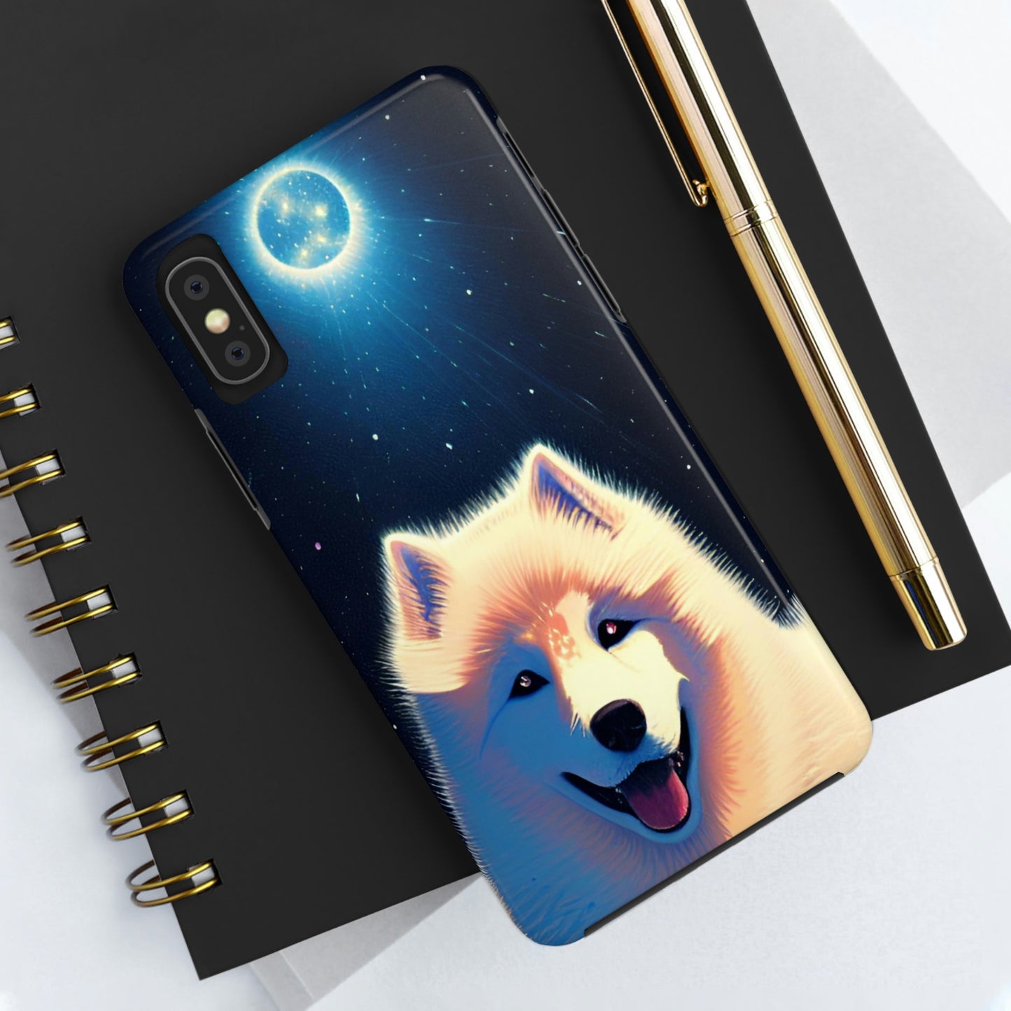 Samoyed in the Moonlight Tough Phone Cases