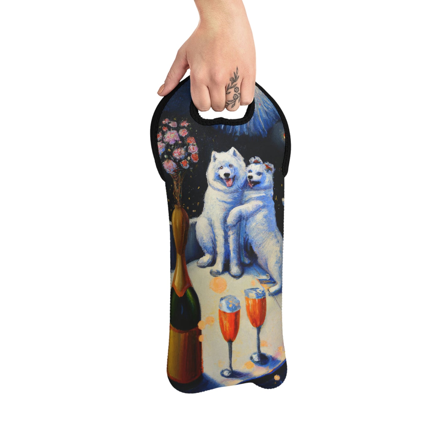 Samoyed Romance Wine Tote Bag