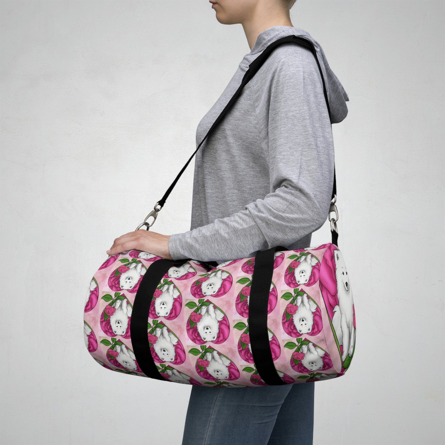 Rose Heart Samoyed Duffel Bag