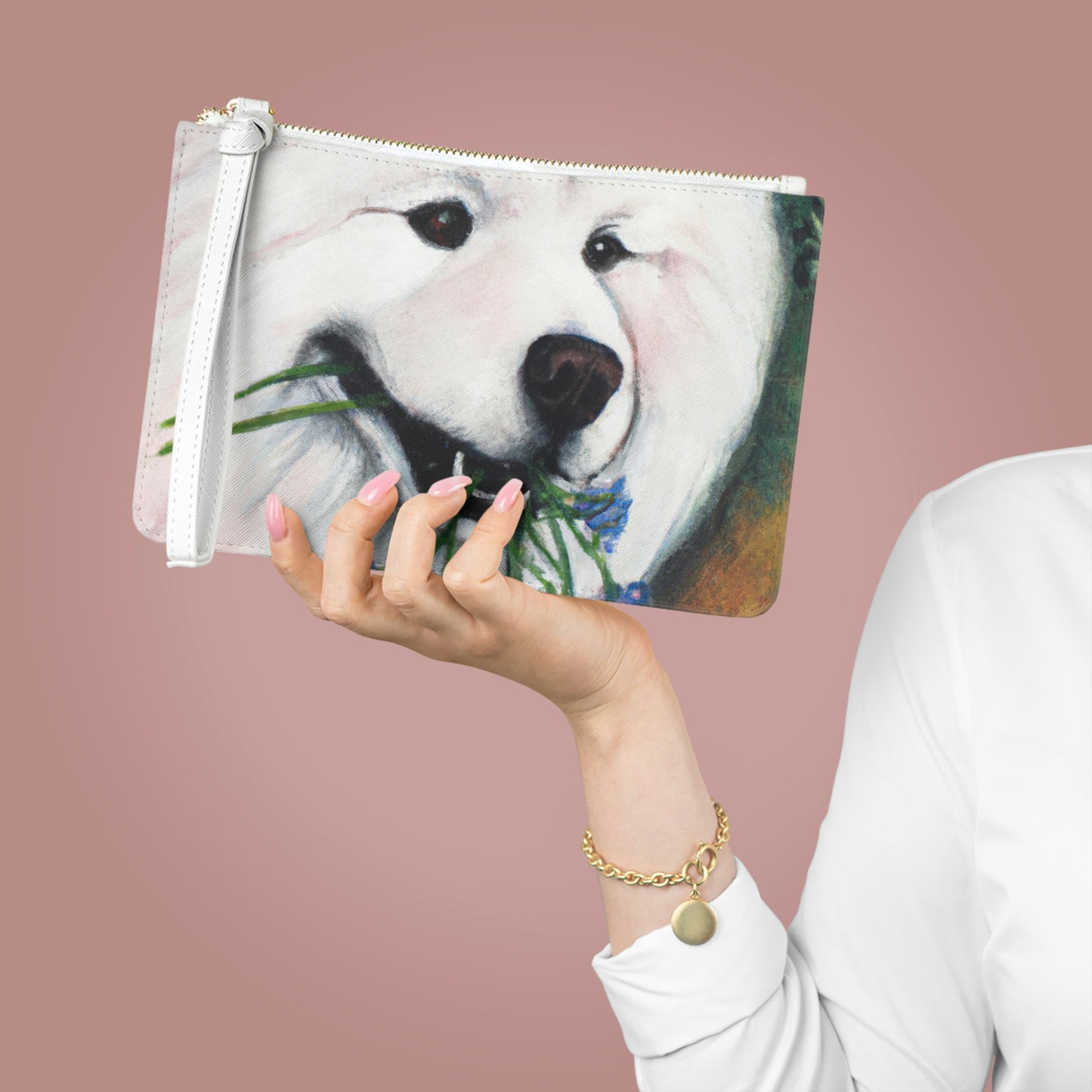 Samoyed Flower Girl: Clutch Bag