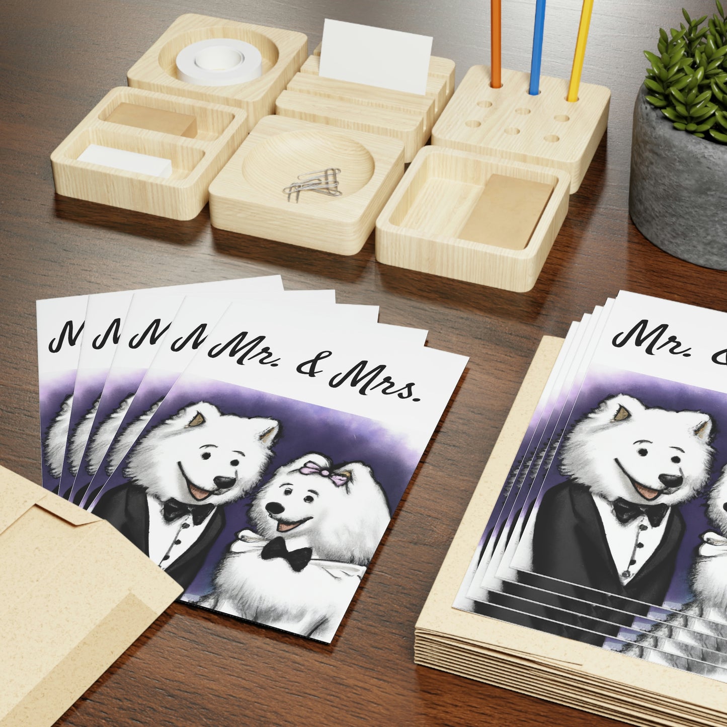 Samoyed Wedding Greeting Cards (1 or 10-pcs)
