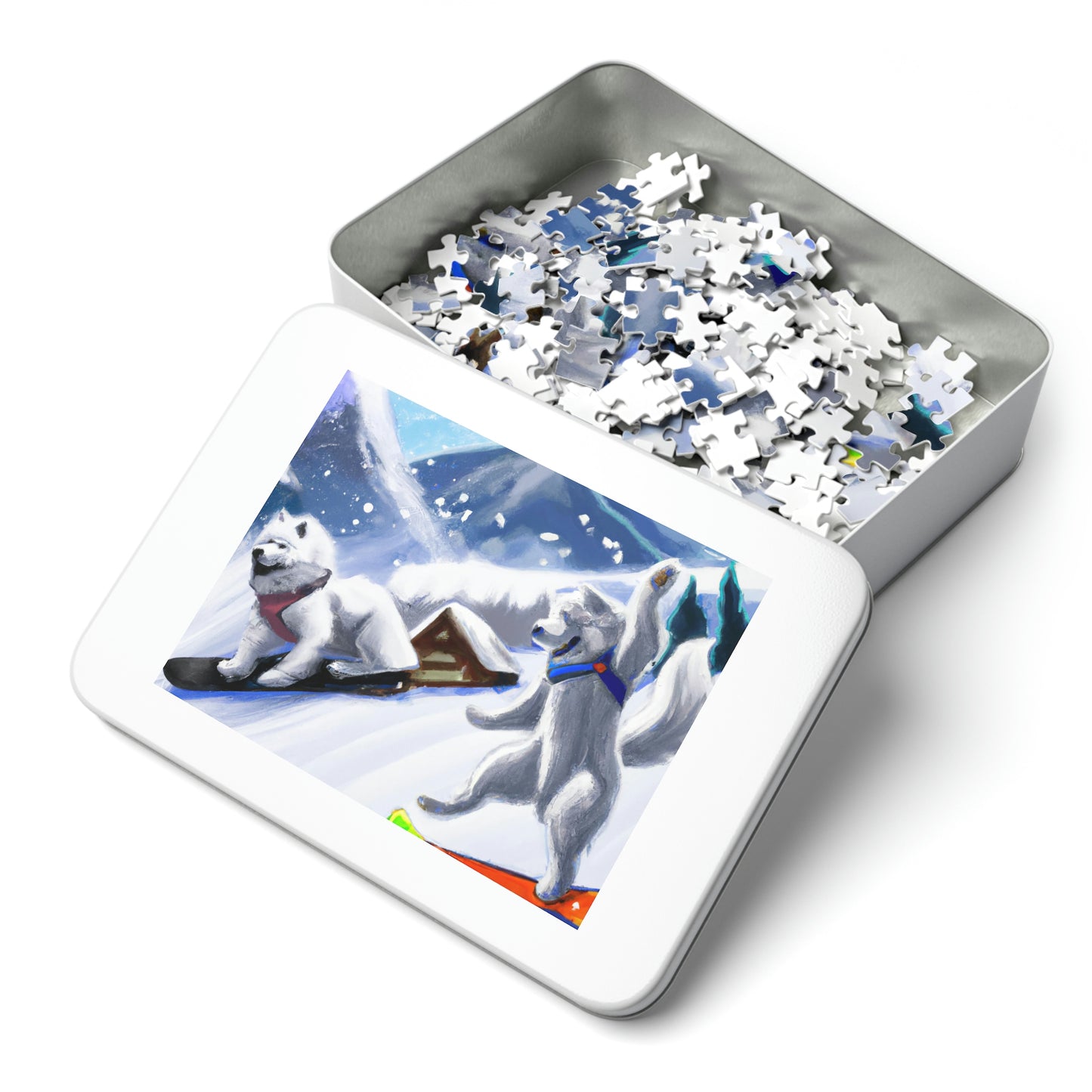 Snowboarding Samoyeds: Jigsaw Puzzle (30, 110, 252, 500,1000-Piece)