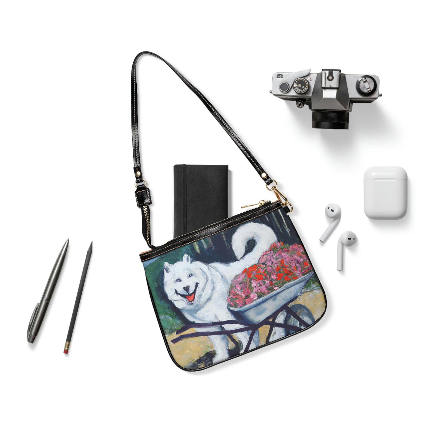 Samoyed Flower Garden Shoulder Bag