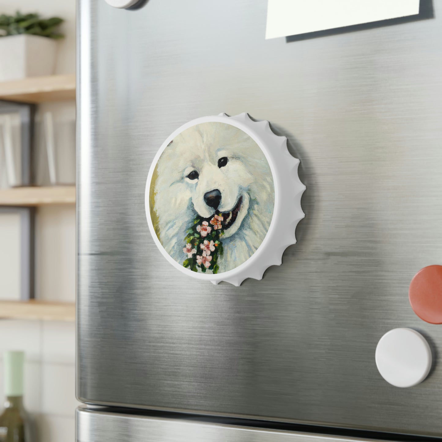 Pretty Flower Girl Samoyed: Bottle Opener
