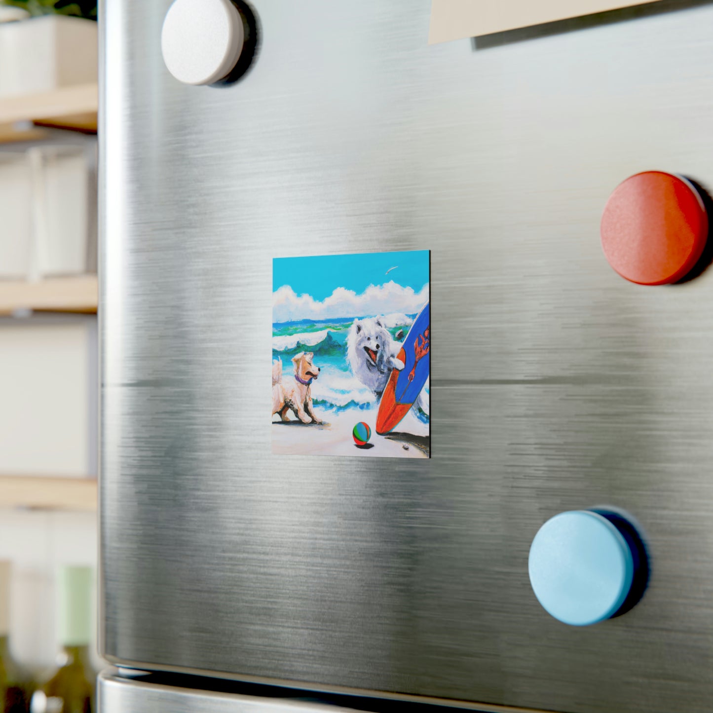 Surfer Samoyed: Square Magnet
