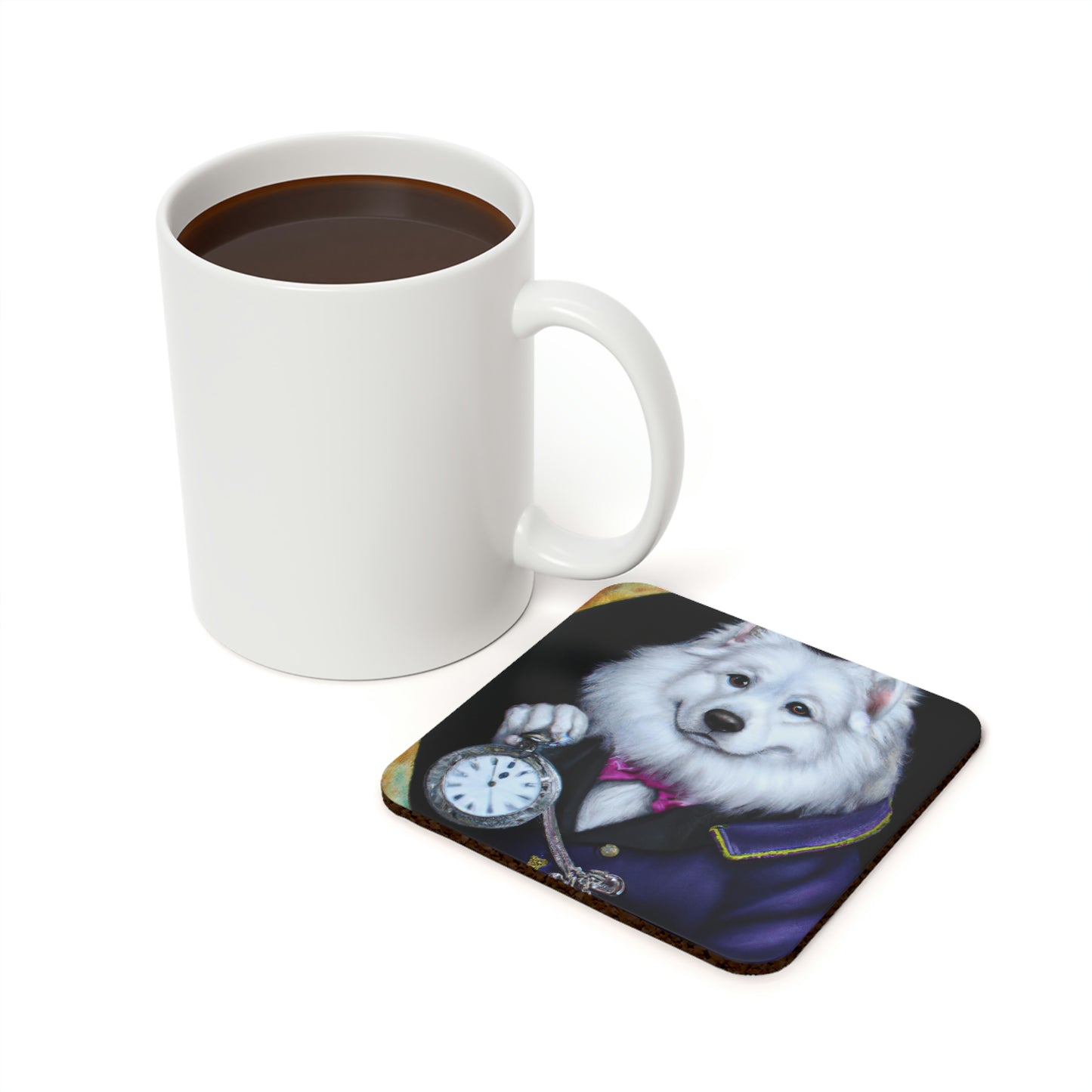 The Samoyed Watchman Cork Back Coaster