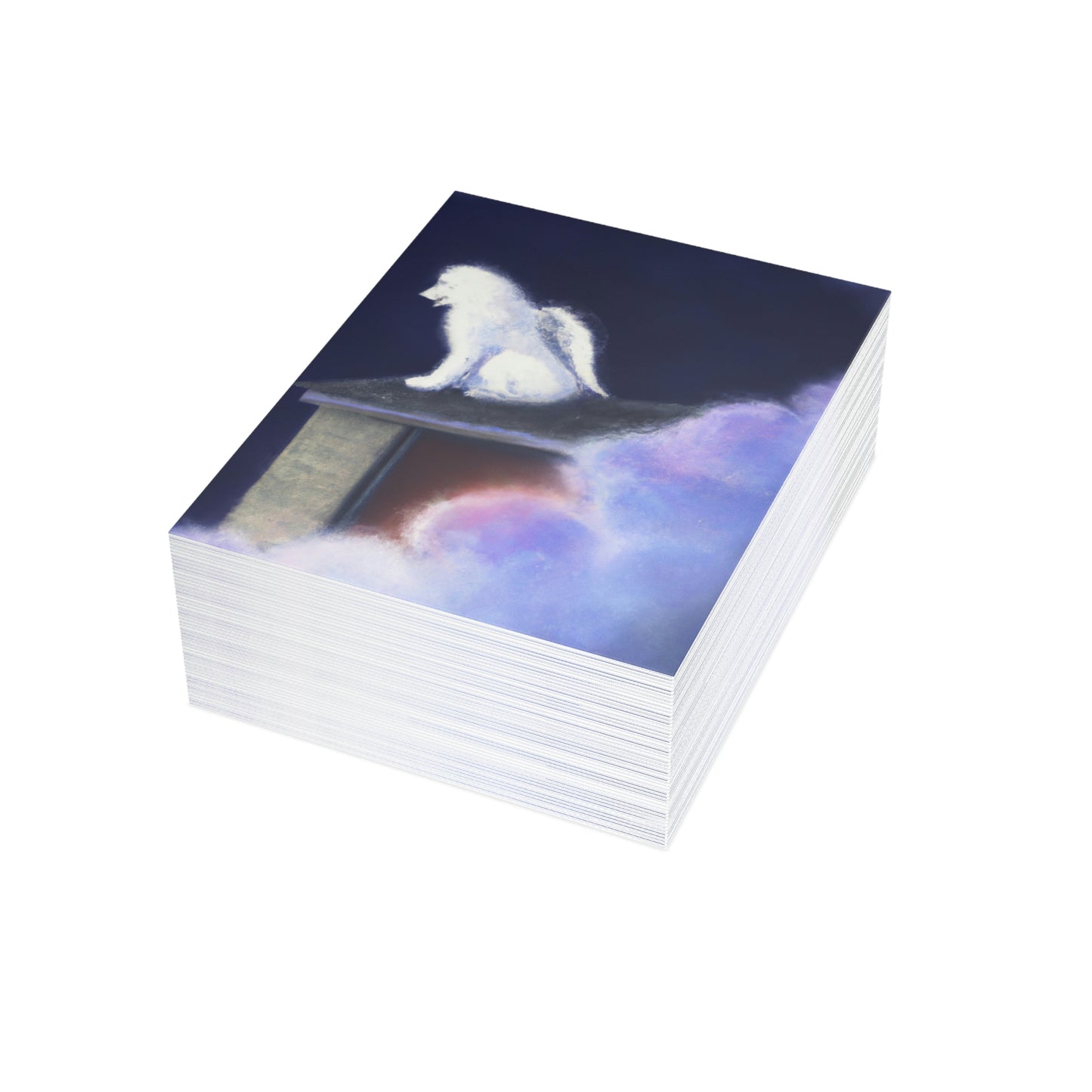 Samoyed Angel Clouded Roof Sympathy Cards (1, 10, 30, and 50pcs)