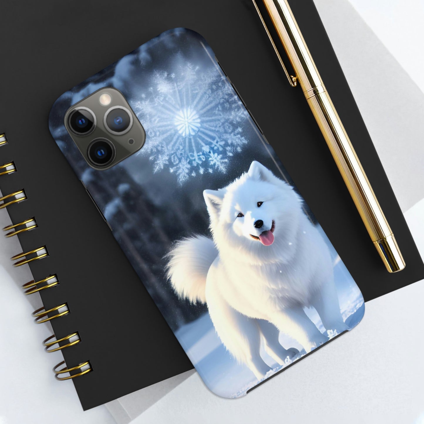 Crisp Winter Samoyed Day Tough Phone Case