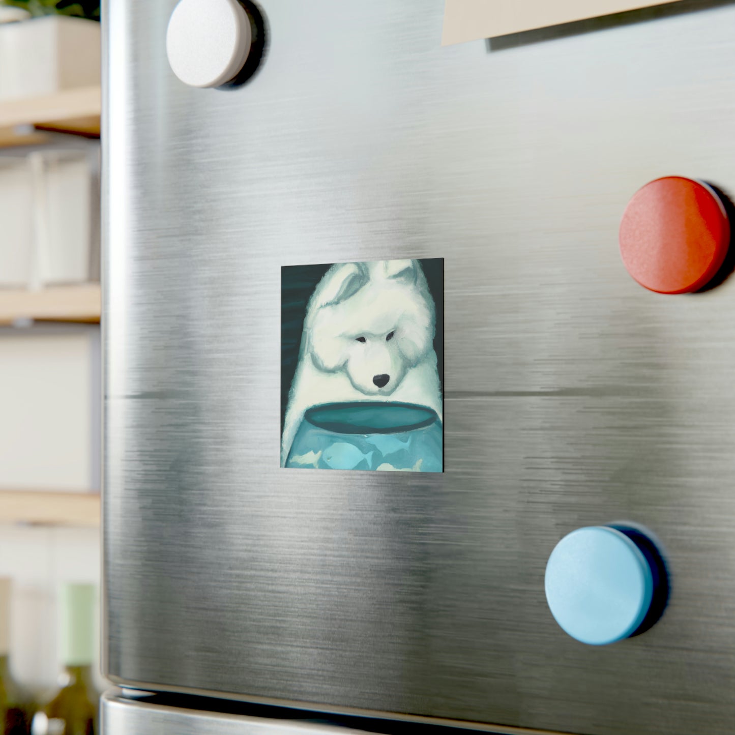 Samoyed Fishbowl Square Magnet