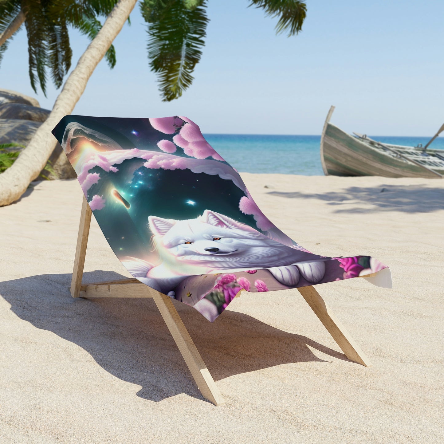 Cosmic Samoyed Beach Towel