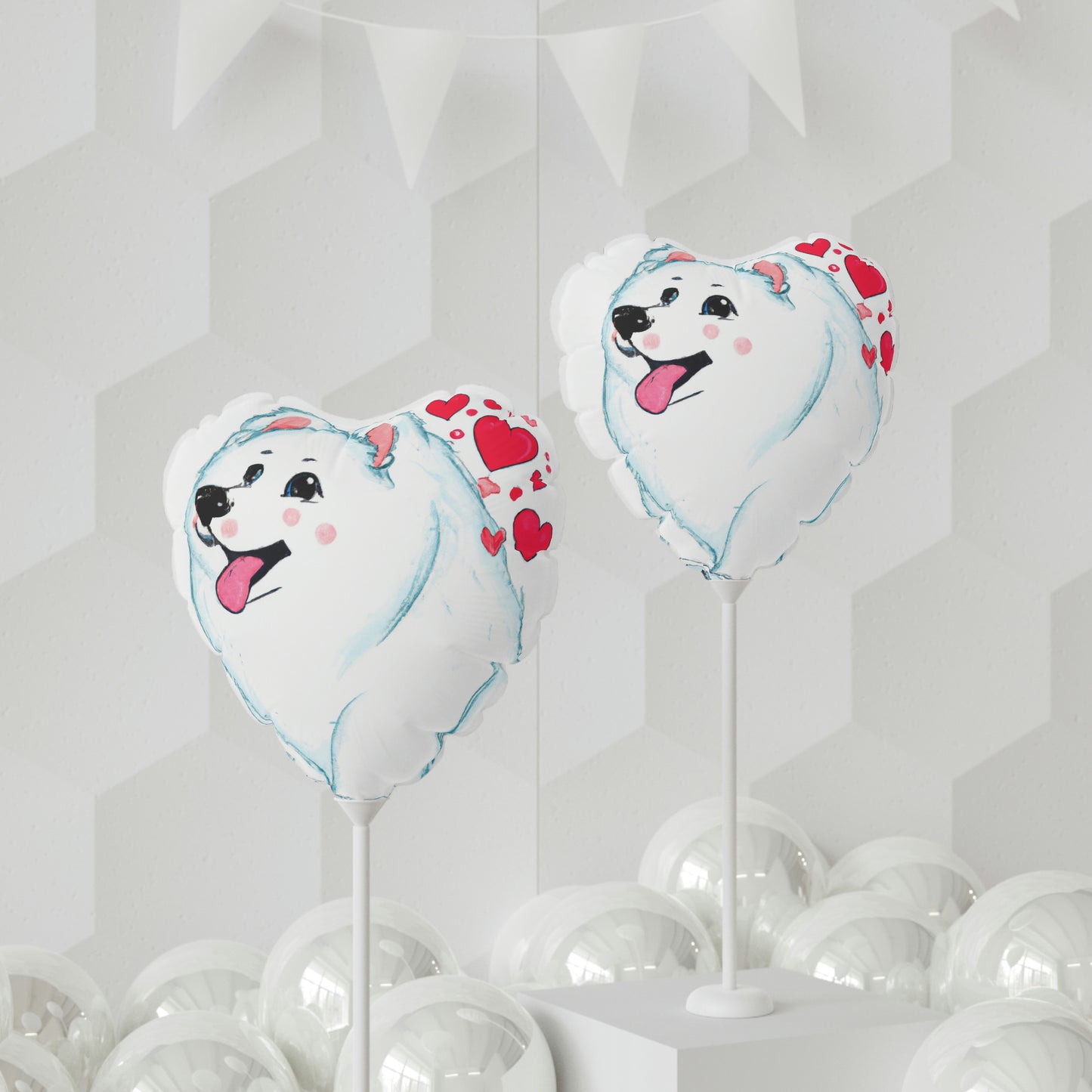 Samoyed Love Balloons (Round and Heart-shaped), 11"