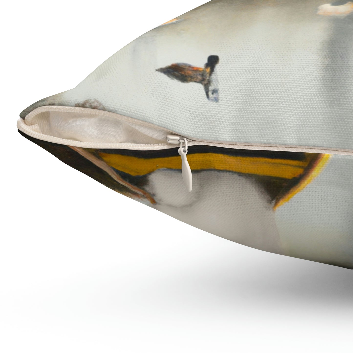 Samoyed on Fall Pond with Ducks: Spun Polyester Square Pillow