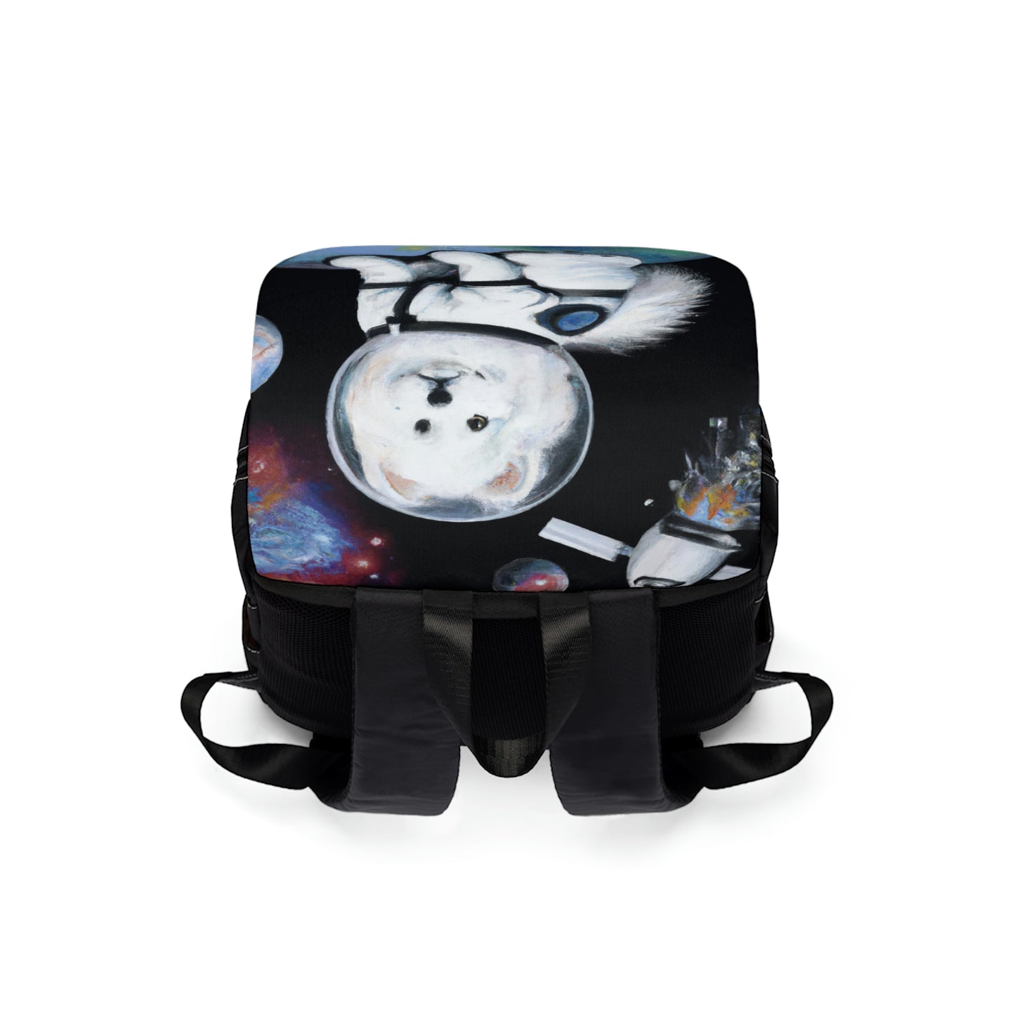 Small Samoyed Astronaut: Unisex Casual Shoulder Backpack