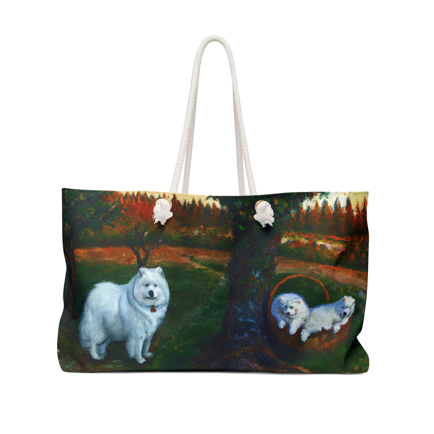 Fall Samoyed Family Weekender Bag