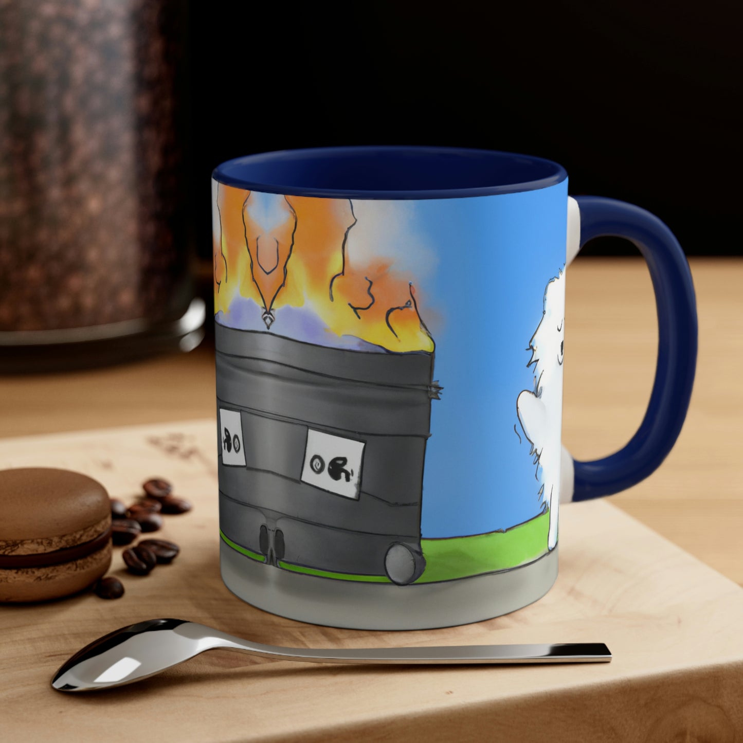 Samoyed Dumpster Fire Coffee Mug, 11oz