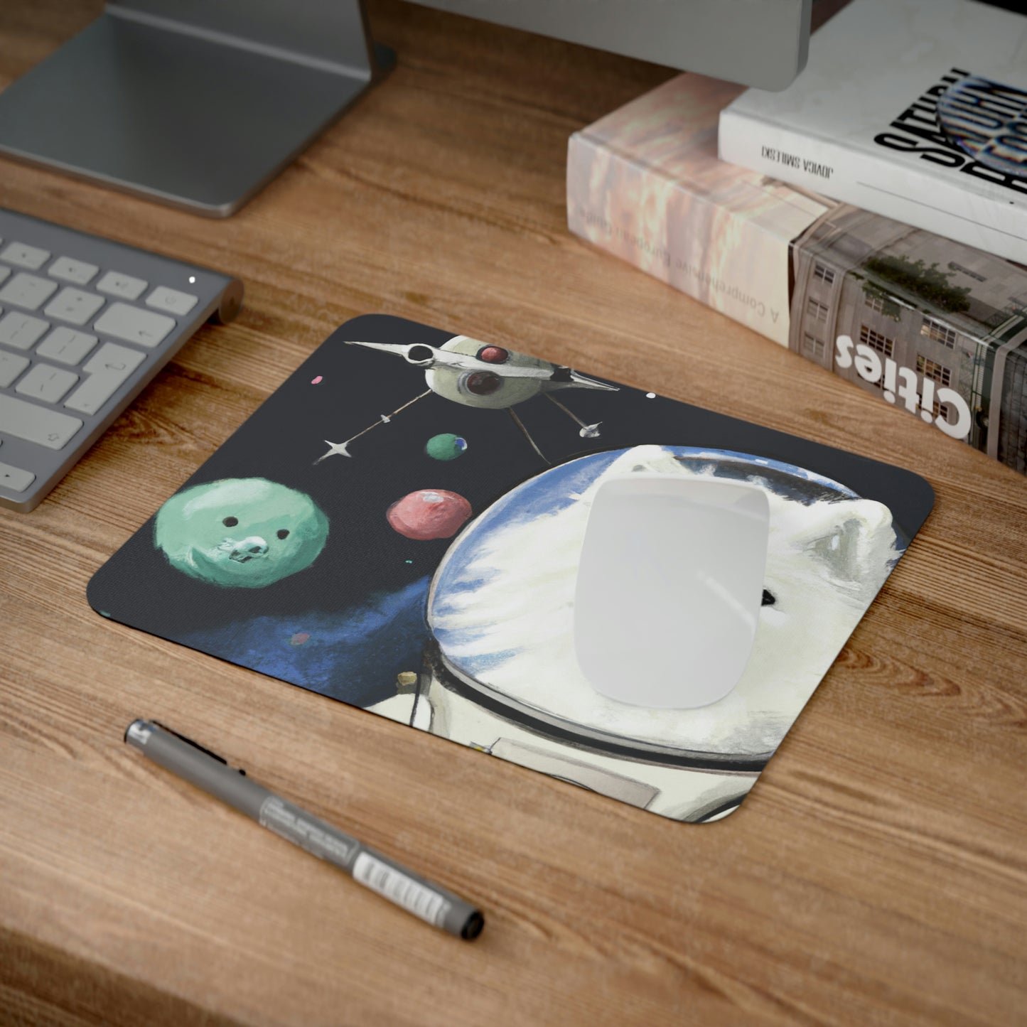 Samoyed Space Cadet: Desk Mouse Pad