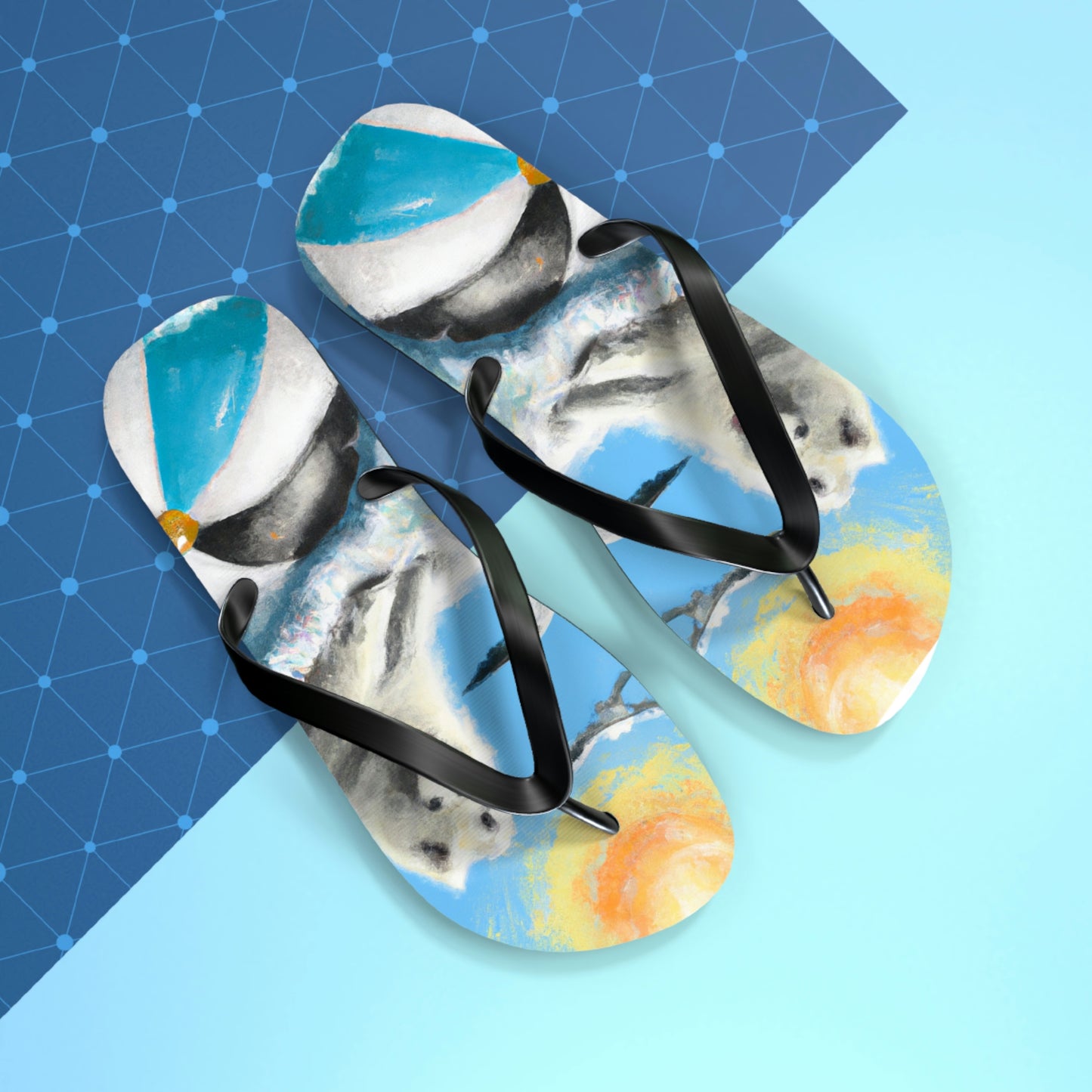 Beach Ball Samoyed Flip Flops
