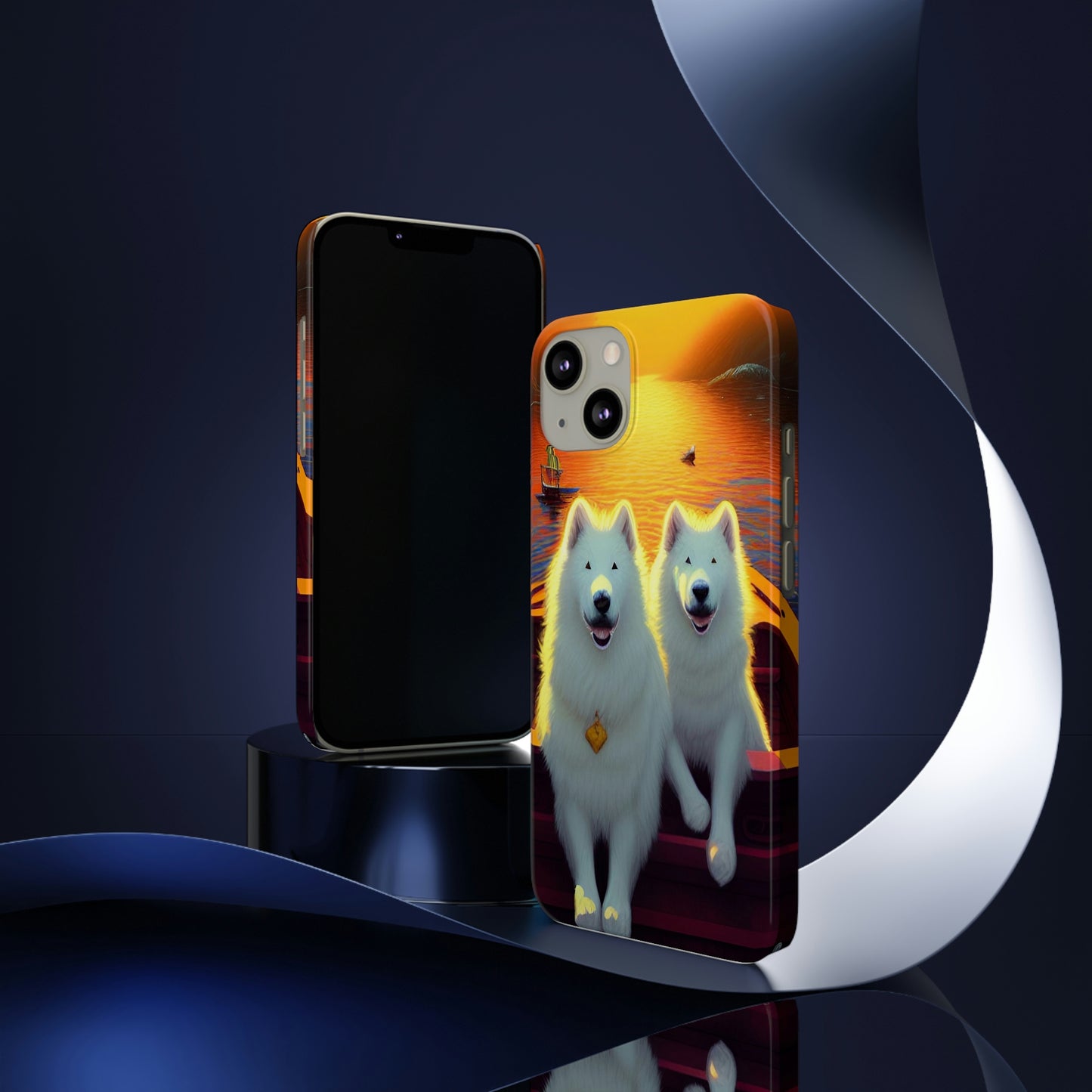 Samoyed Friends Sunset Phone Cases