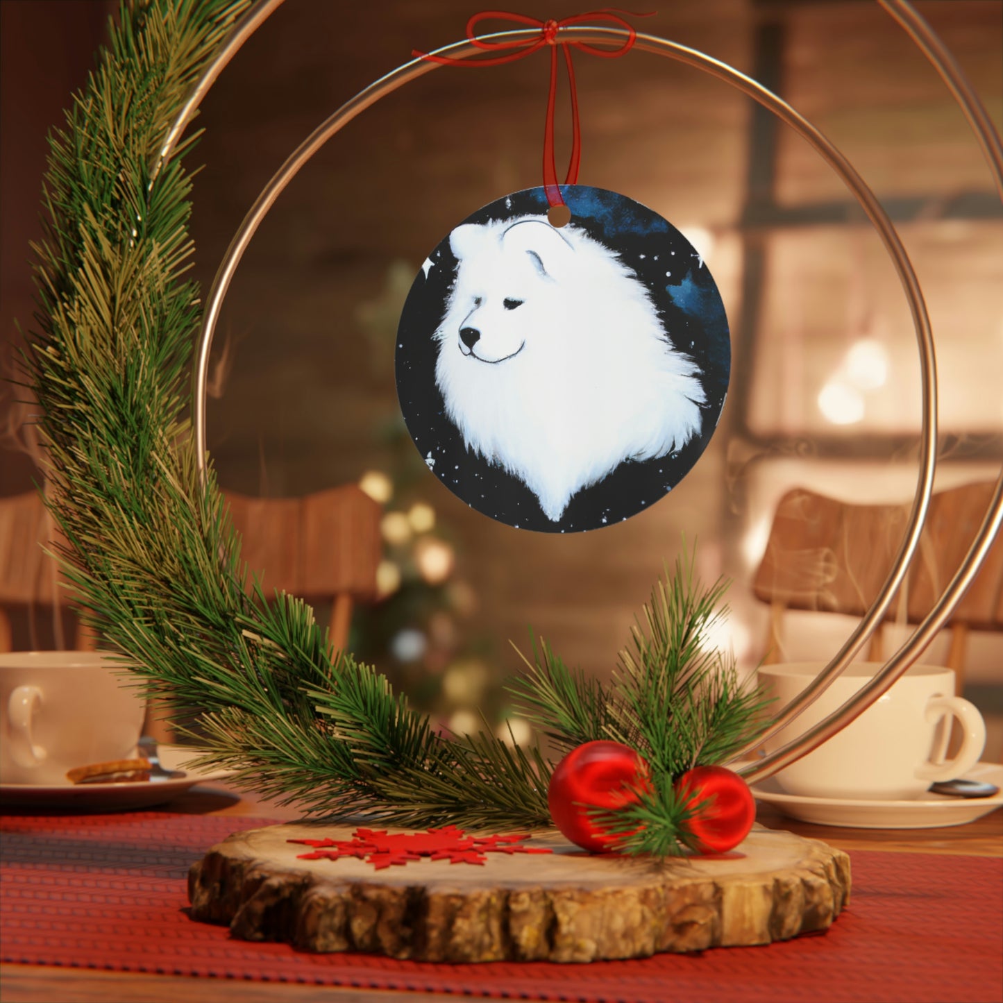 Twinkle Twinkle Little Samoyed Metal Ornament