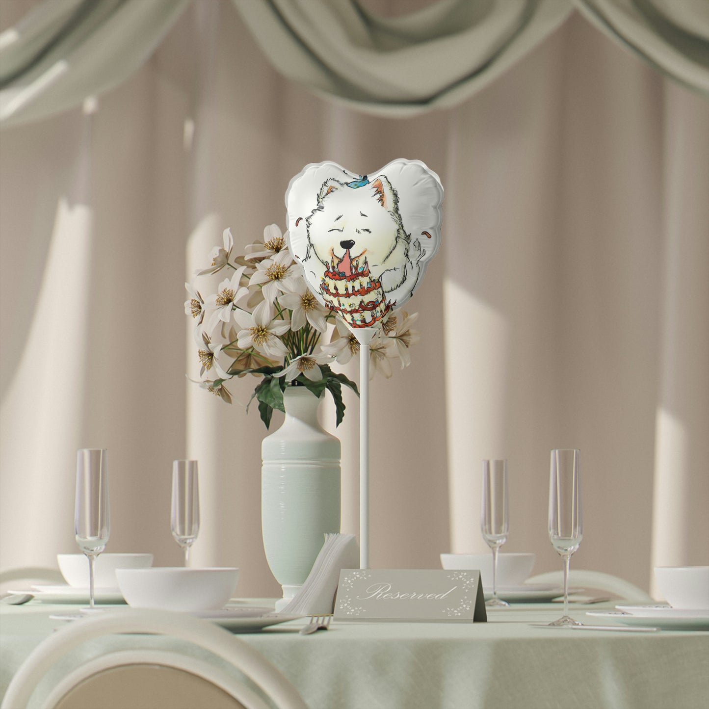 Samoyed Birthday: Balloons (Round and Heart-shaped), 6"