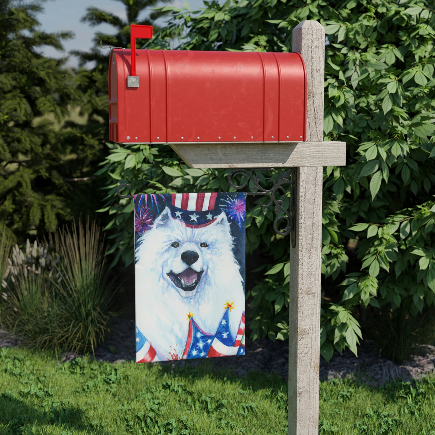 4th of July Samoyed Garden Banner