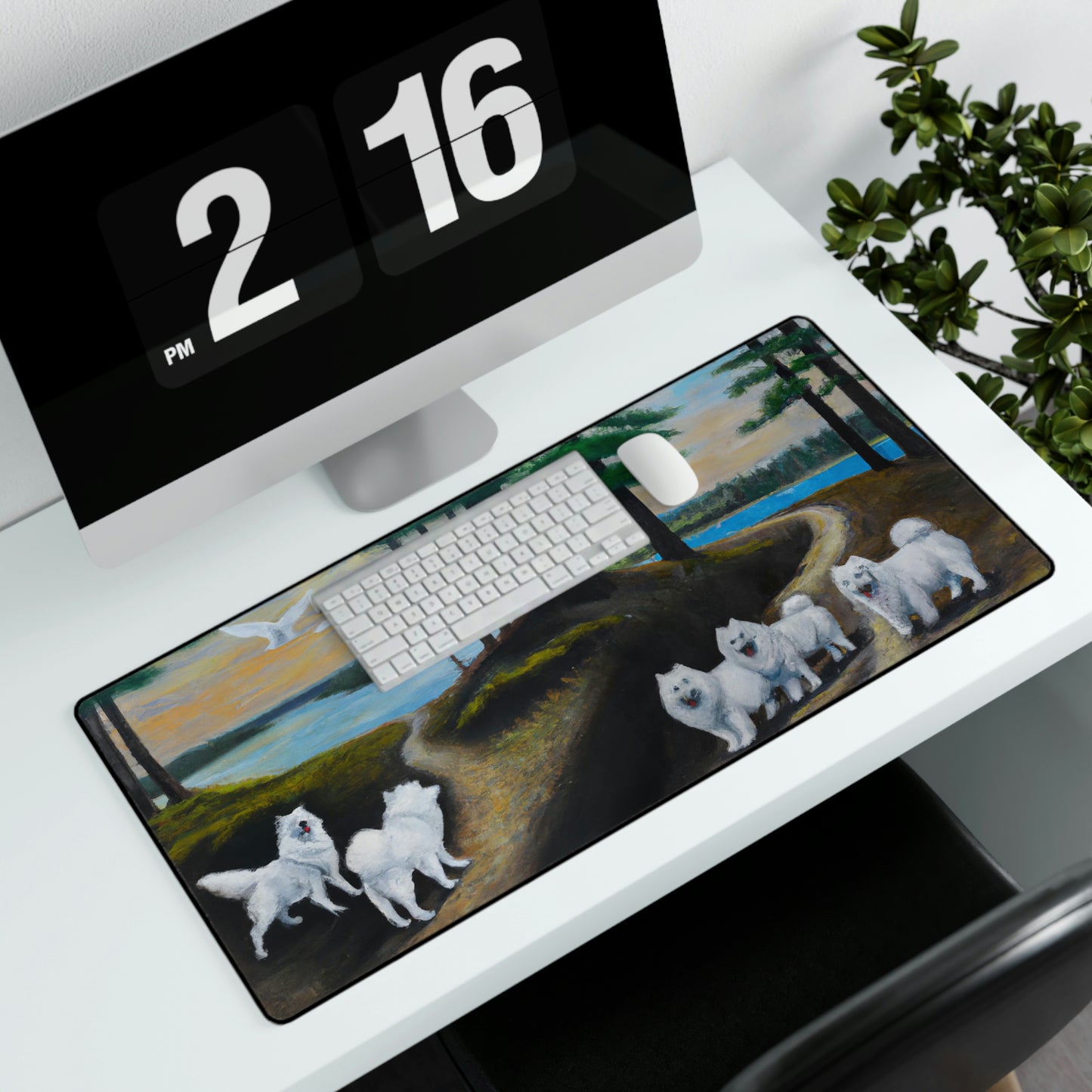 Samoyed Forrest Run Desk Mats