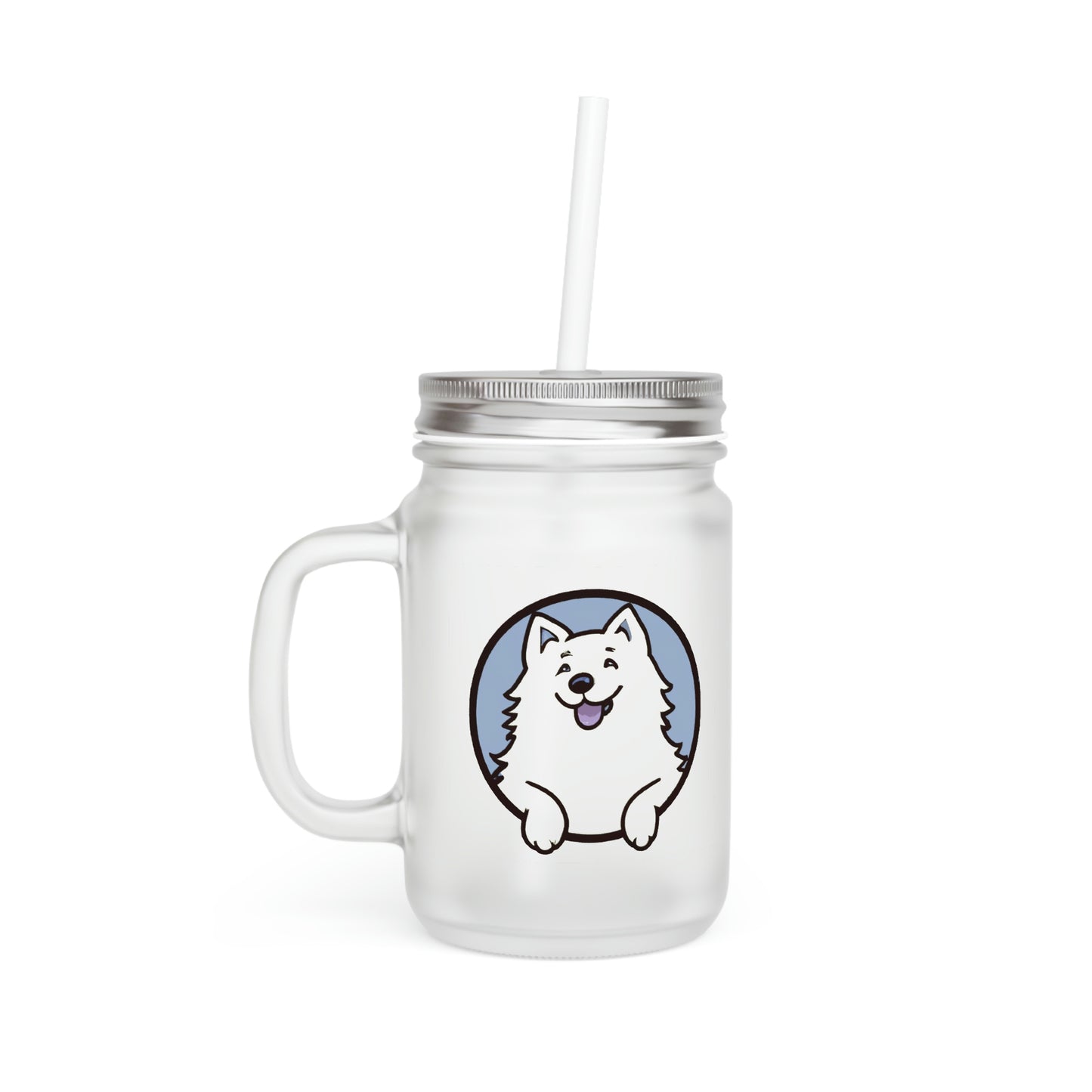 Smiling Sam the Samoyed Mason Jar