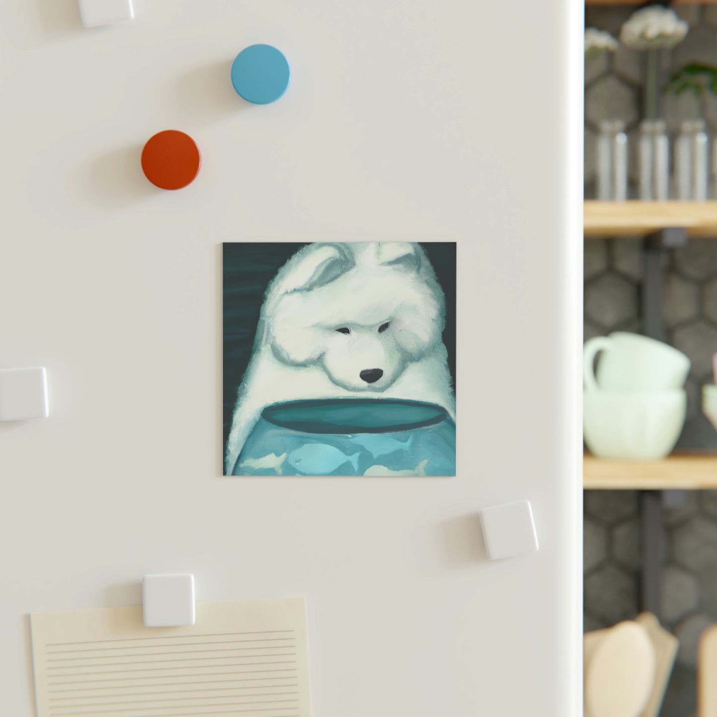 Samoyed Fishbowl Square Magnet