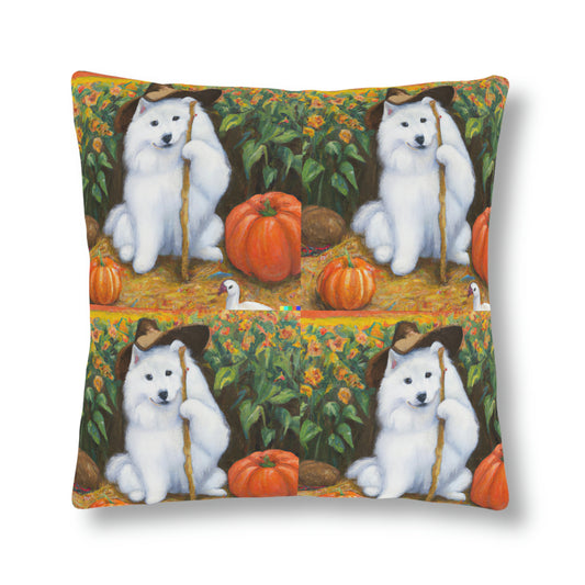 Fall Pumpkin Farmer Samoyed: Waterproof Pillows