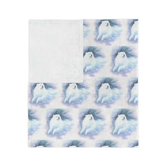 Samoyed Dreamer Velveteen Minky Blanket