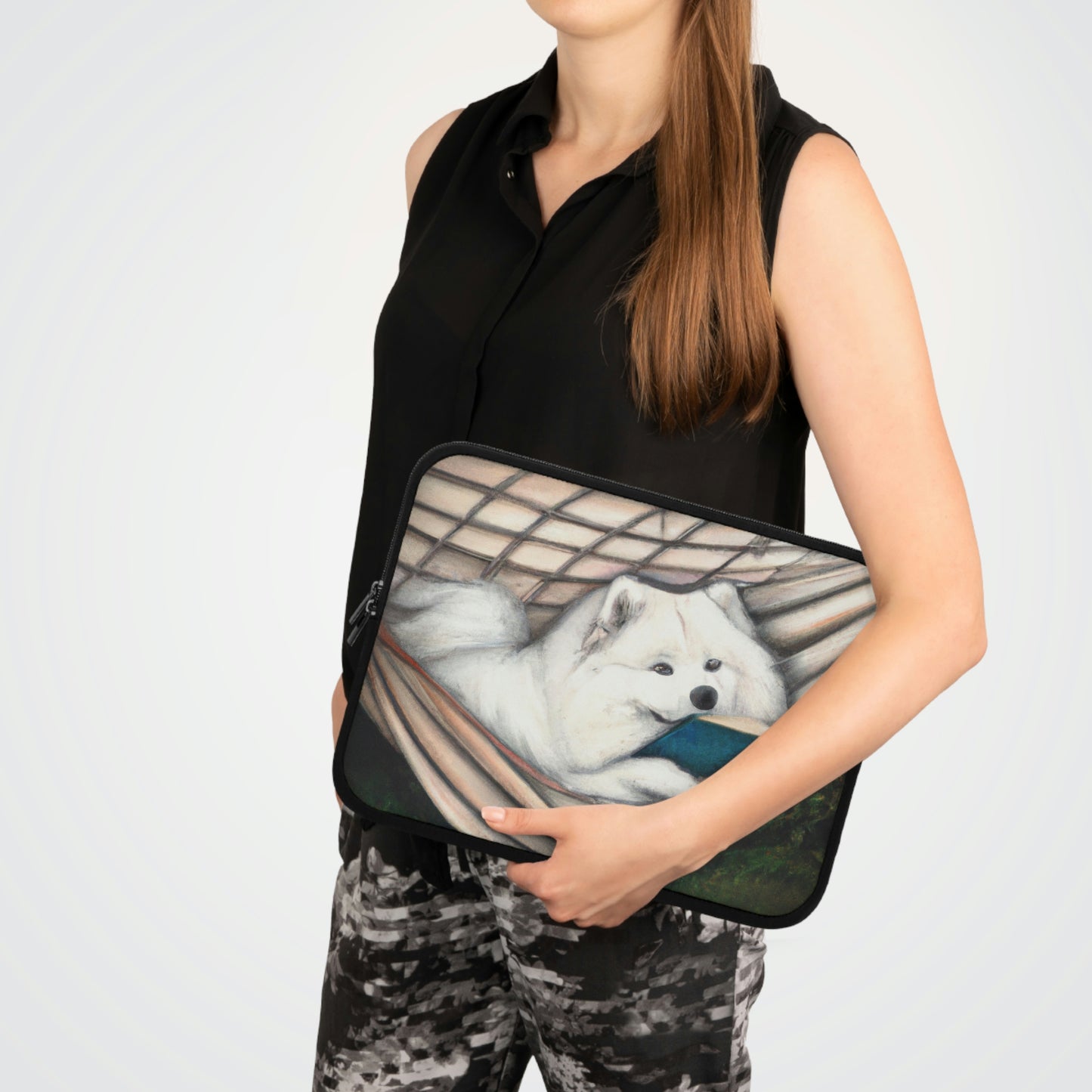 Reading Samoyed Laptop Sleeve