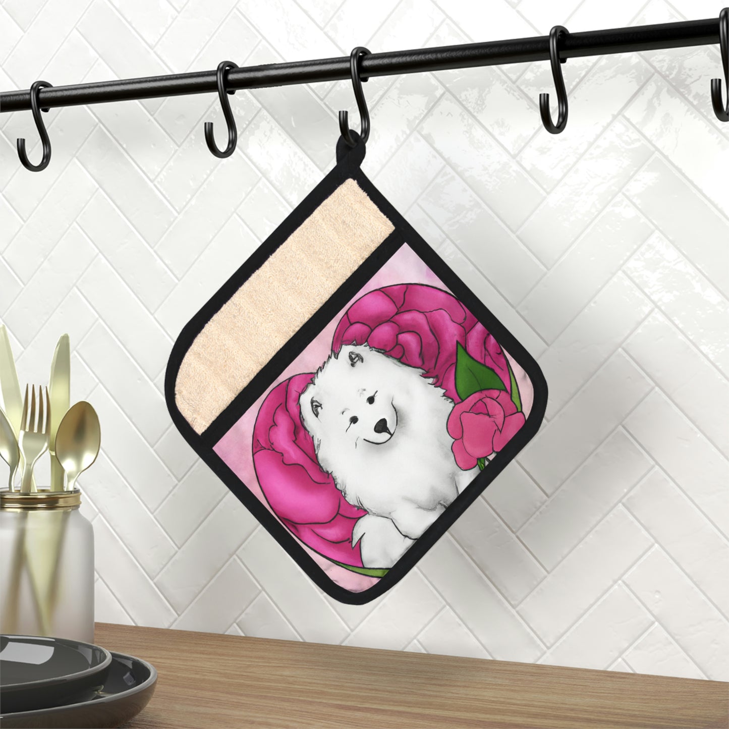 Samoyed Love: Pot Holder with Pocket