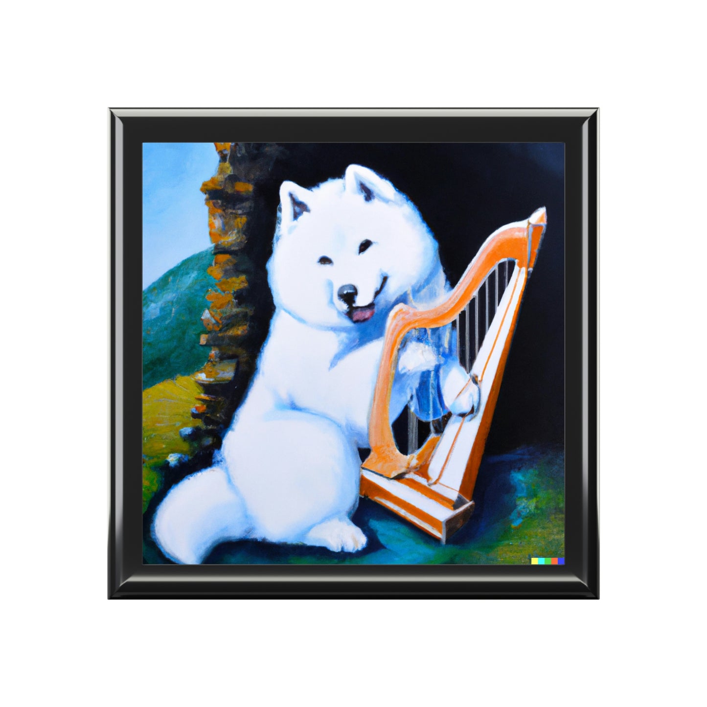 Samoyed Harp Jewelry Box