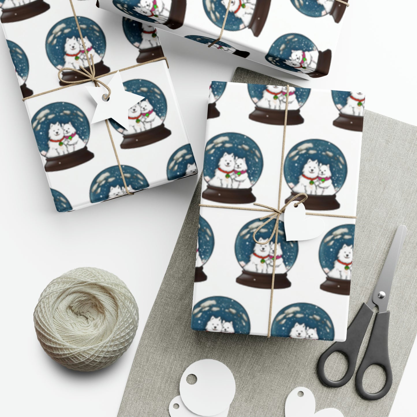 Samoyed Winter Snow Globe Gift Wrap Papers