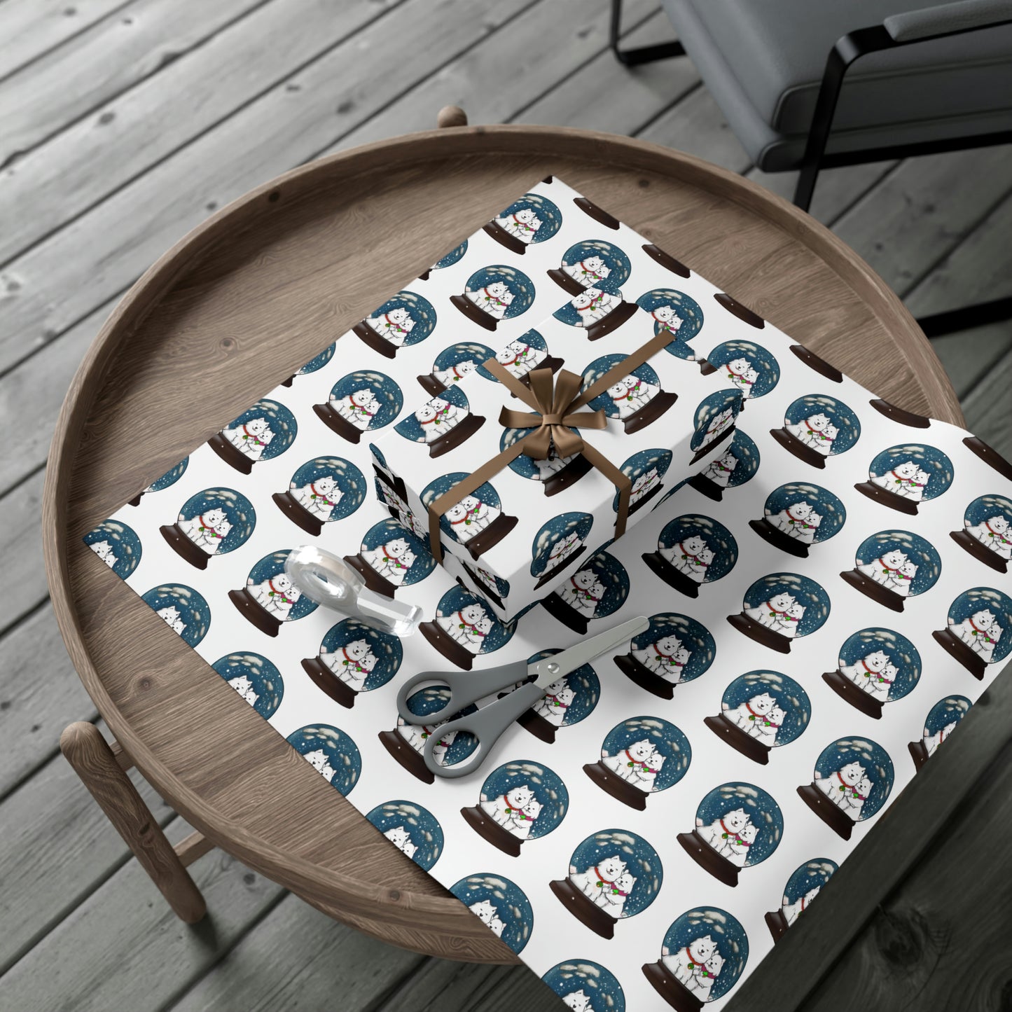 Samoyed Winter Snow Globe Gift Wrap Papers