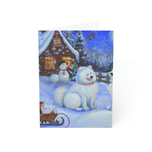 Blank Samoyed Winter Holiday: Folded Greeting Cards (1, 10, 30, and 50pcs)