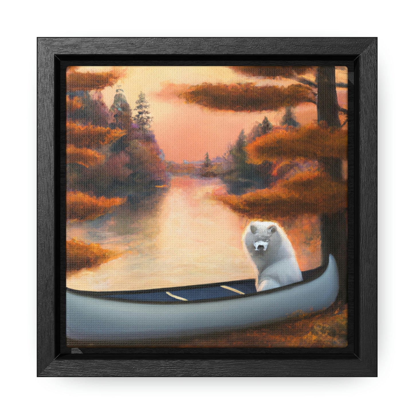 Fall Serene Samoyed Lake: Square Frame