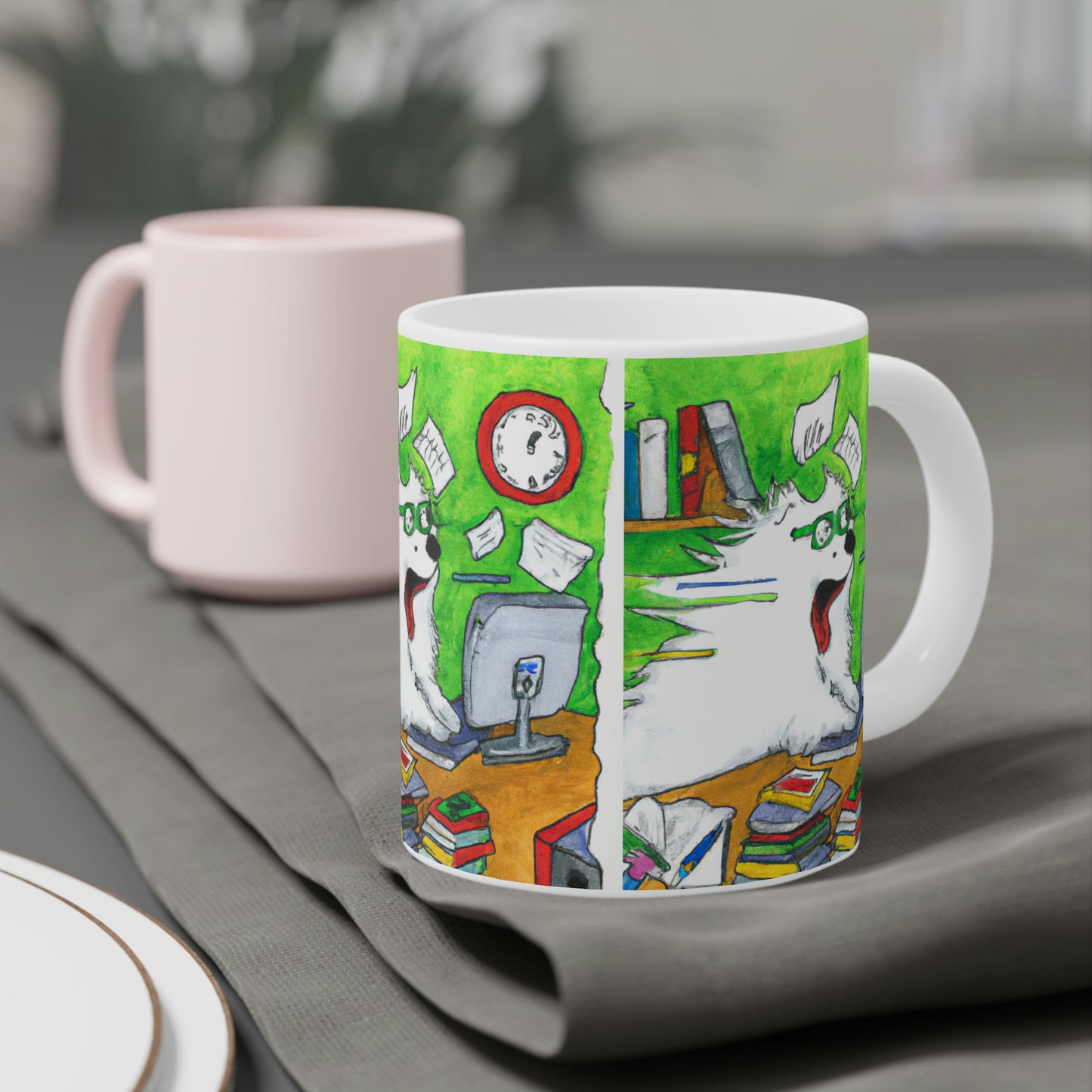 Samoyed Student Researching: Ceramic Mugs (11oz\15oz\20oz)