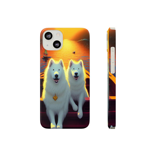 Samoyed Friends Sunset Phone Cases