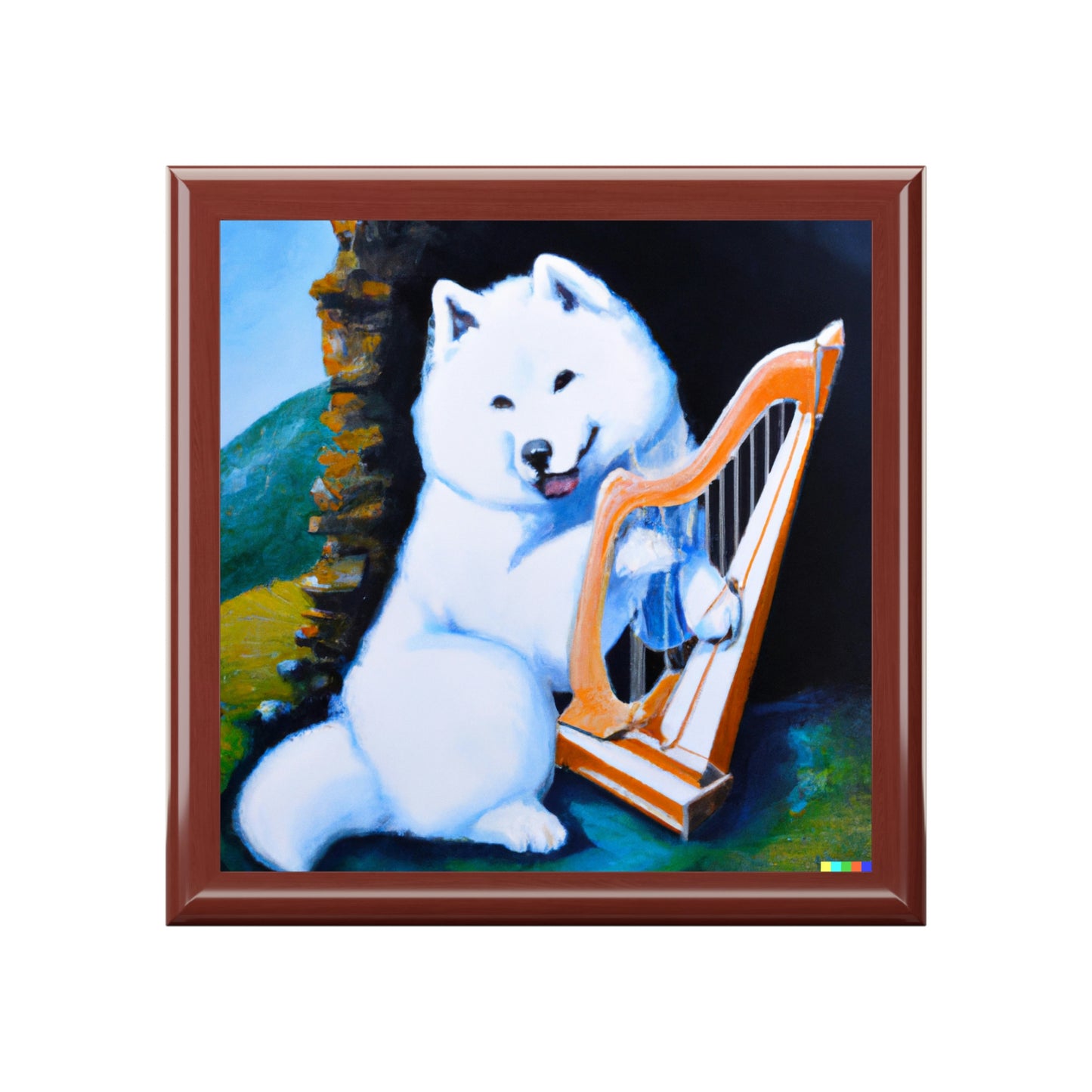 Samoyed Harp Jewelry Box