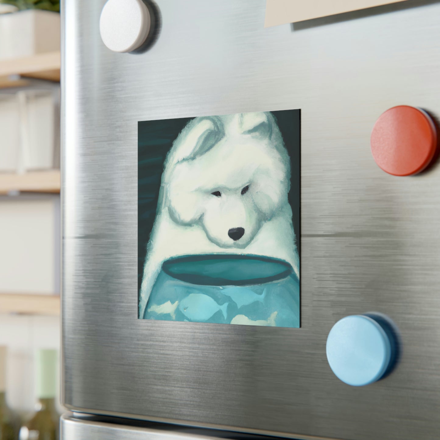 Samoyed Fishbowl Square Magnet