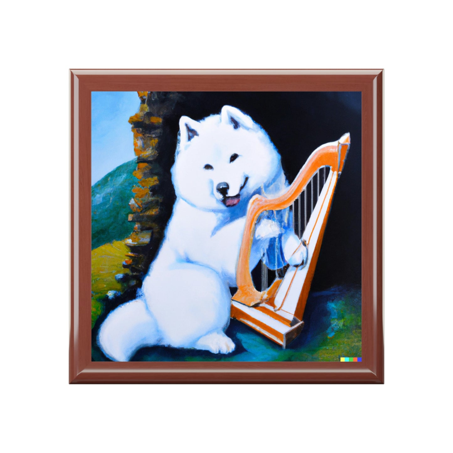 Samoyed Harp Jewelry Box