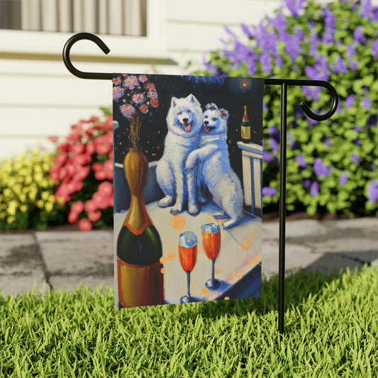 Romantic Samoyed Garden Banner