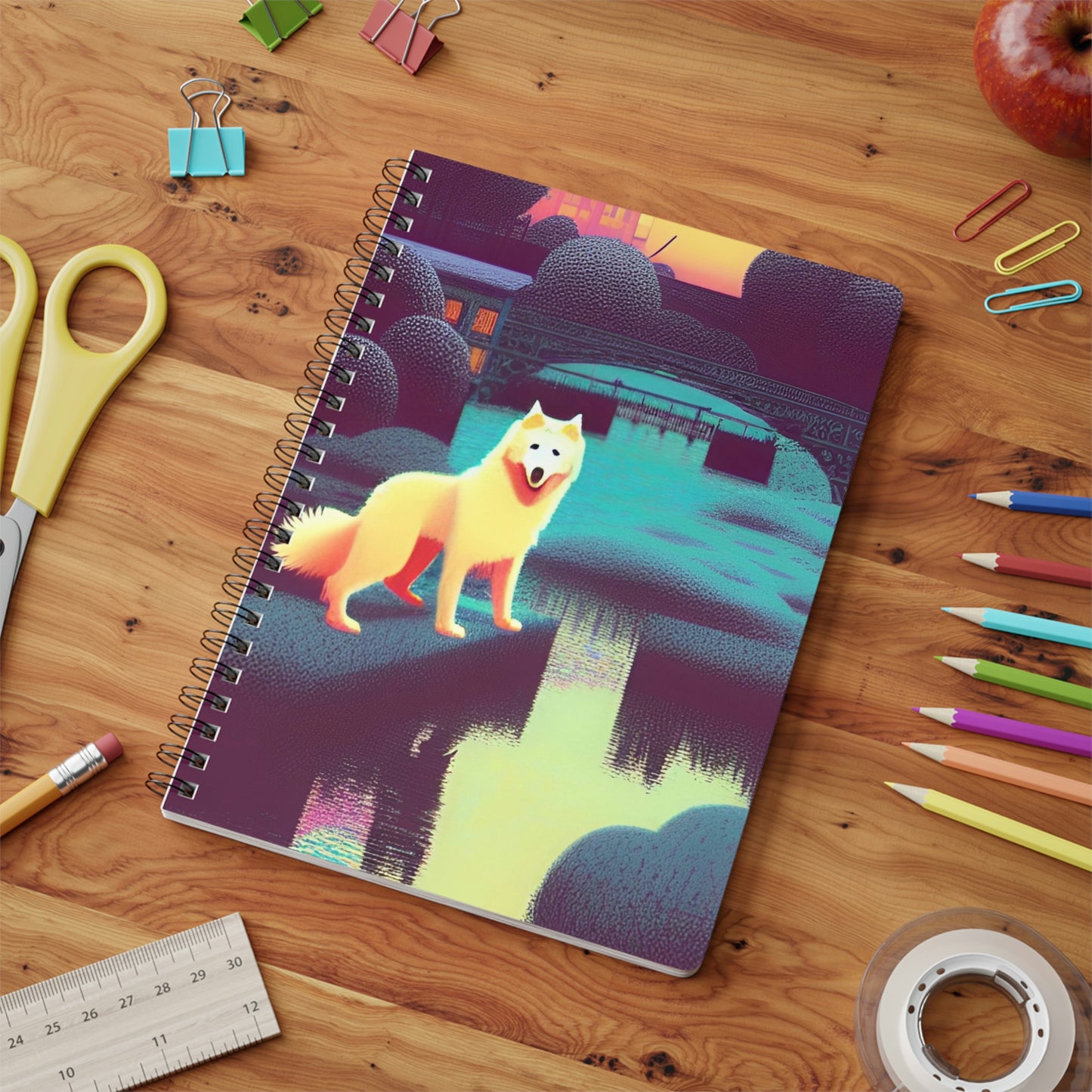 Fantasy Samoyed Park Wirebound Softcover Notebook