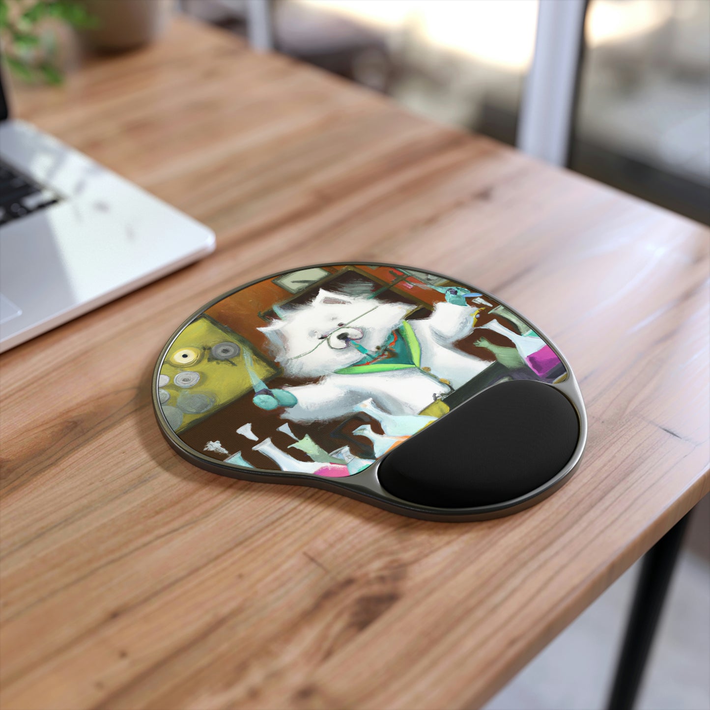 Scientist Samoyed Mouse Pad With Wrist Rest