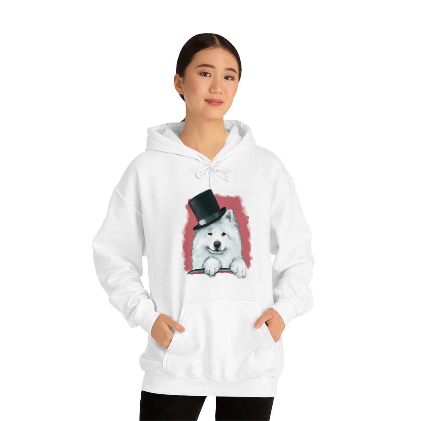 Samoyed Top Hat: Unisex Hooded Sweatshirt