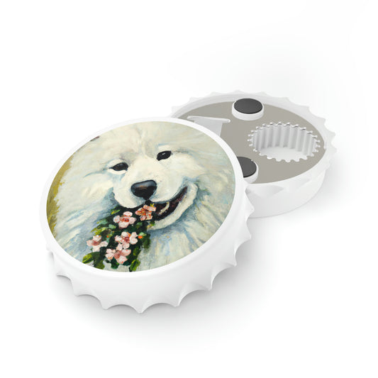 Pretty Flower Girl Samoyed: Bottle Opener