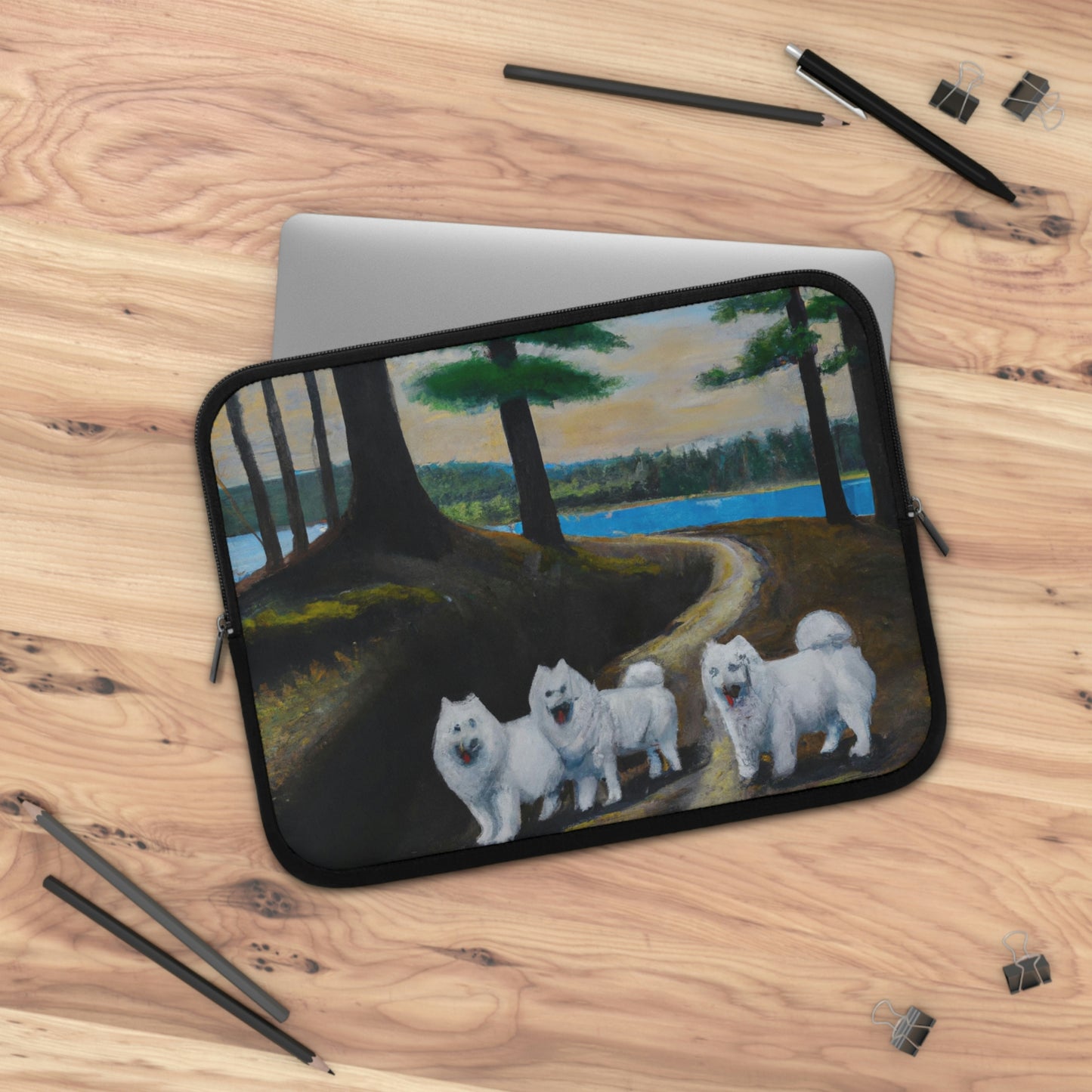 Samoyed Pack in the Woods Laptop Sleeve