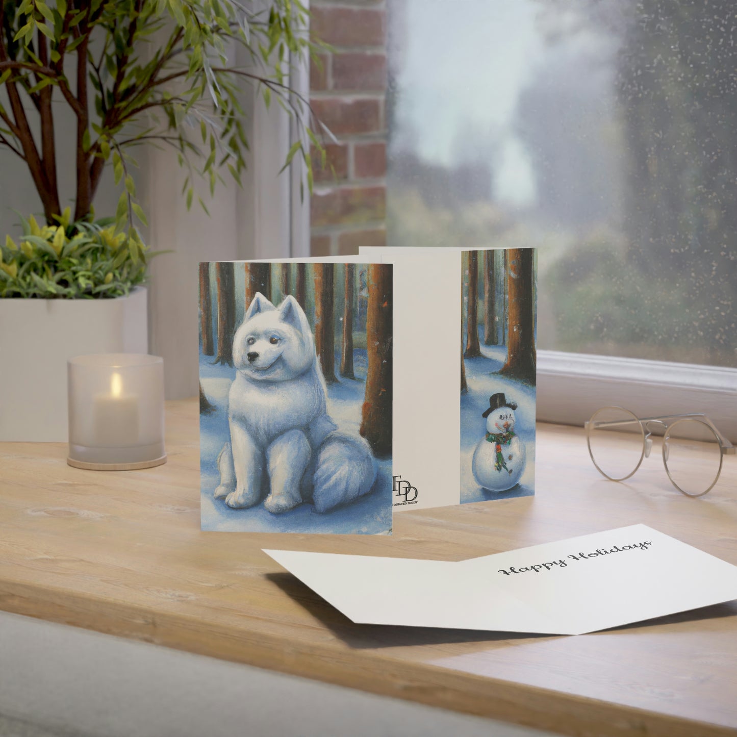 Snowdog Samoyed: Folded Greeting Cards (1, 10, 30, and 50pcs)